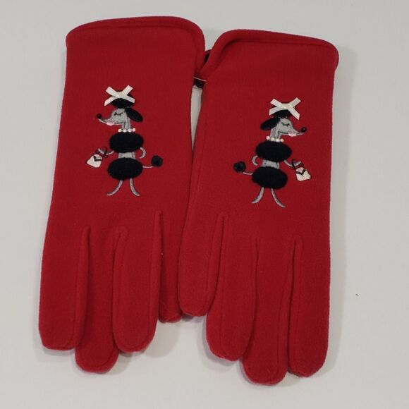 Like New Adorable Women's Poodle Red Gloves - Picture 5 of 5
